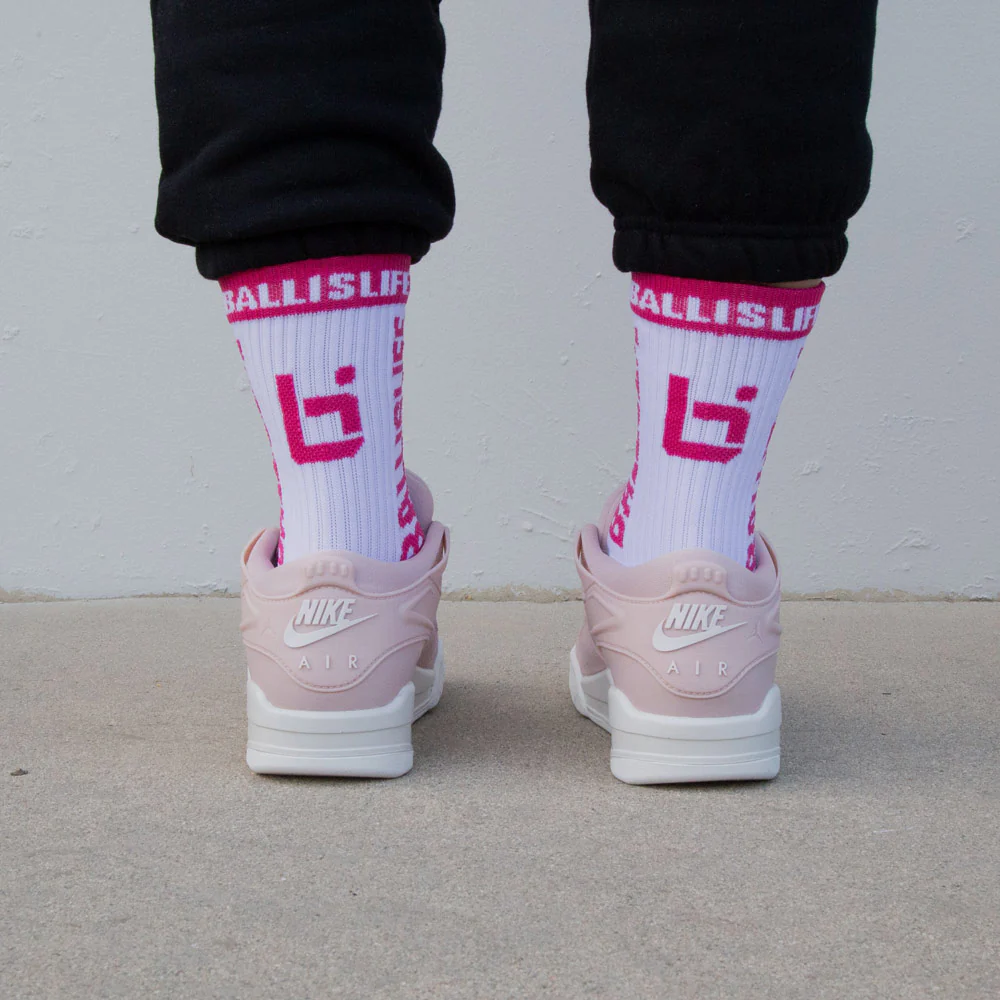 Elite Socks in White/Pink - Image 5