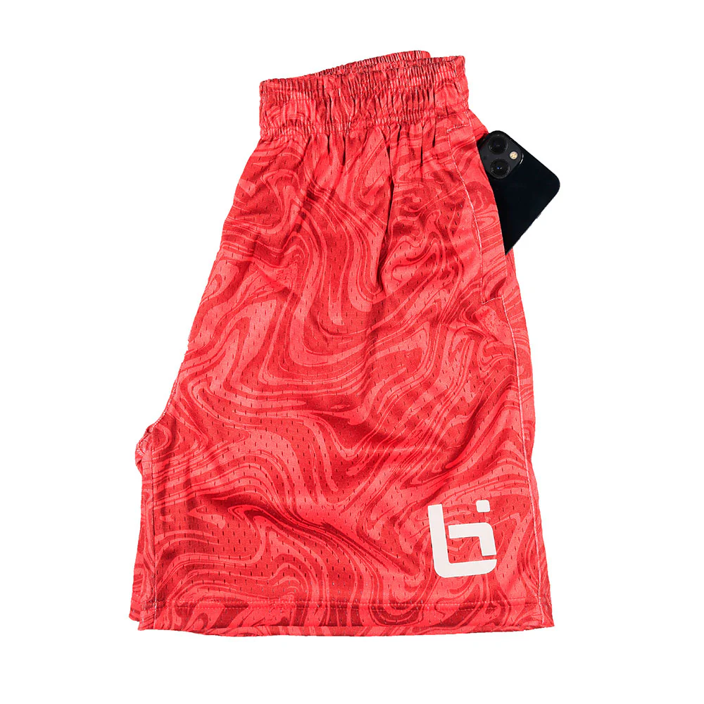 M2 Mesh Shorts in Red Waves - Image 2