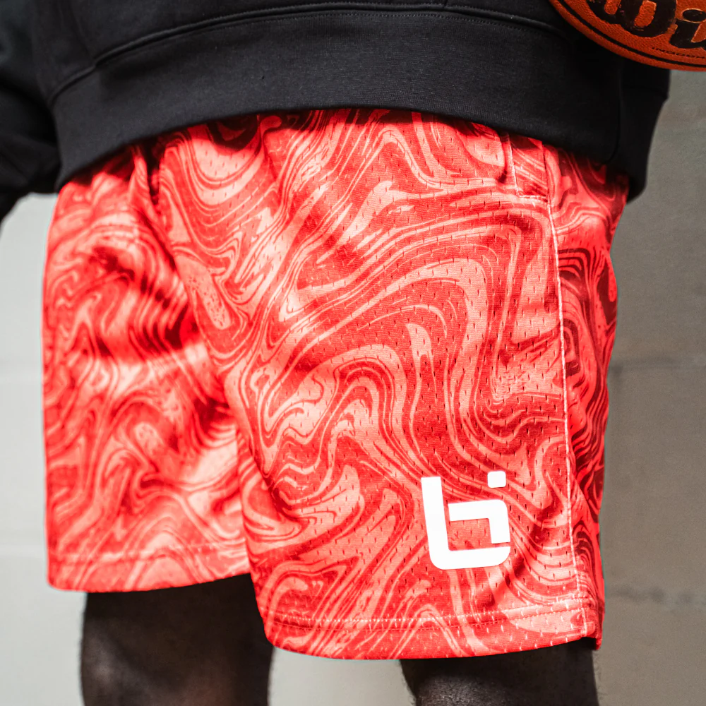 M2 Mesh Shorts in Red Waves - Image 6