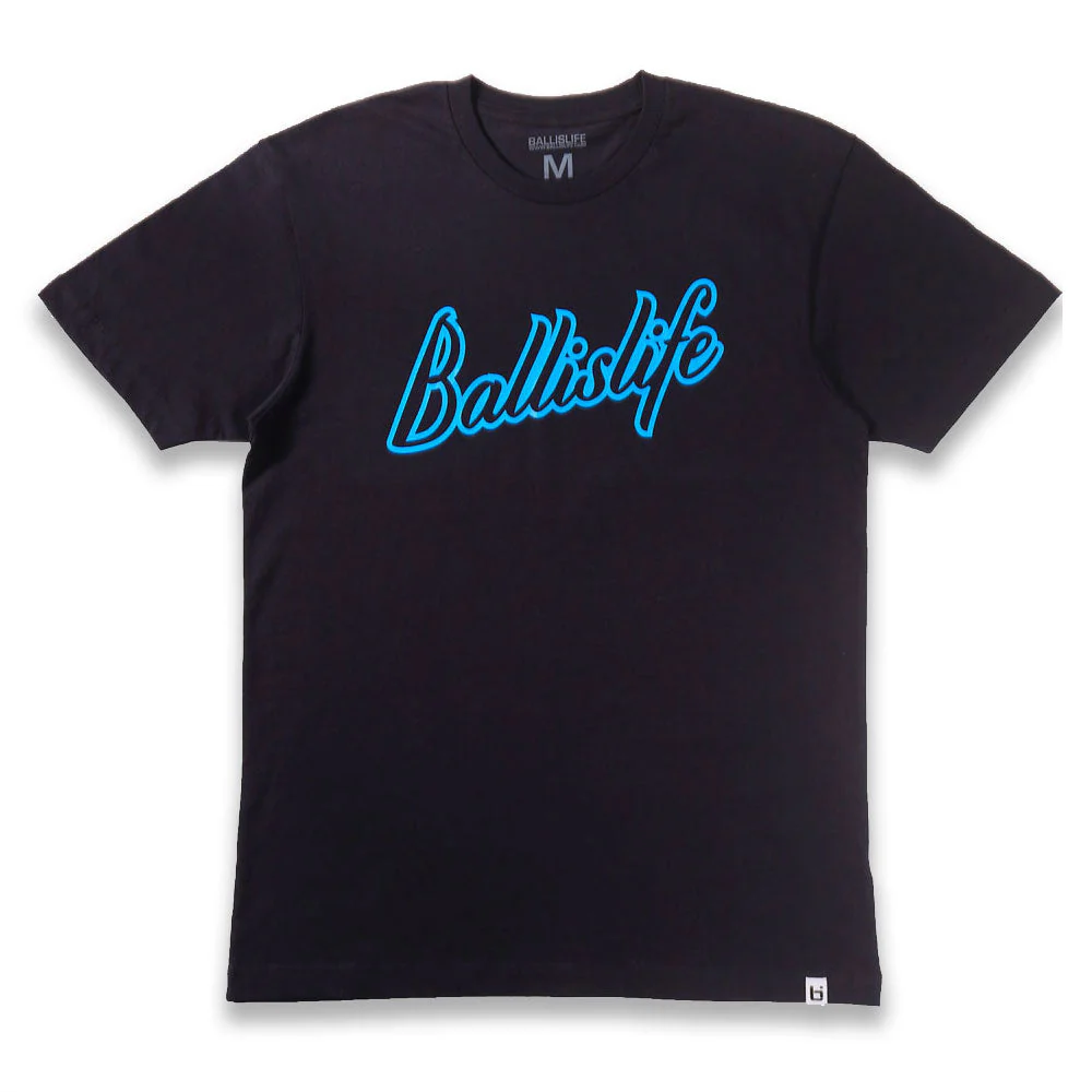 Script Tee in Navy