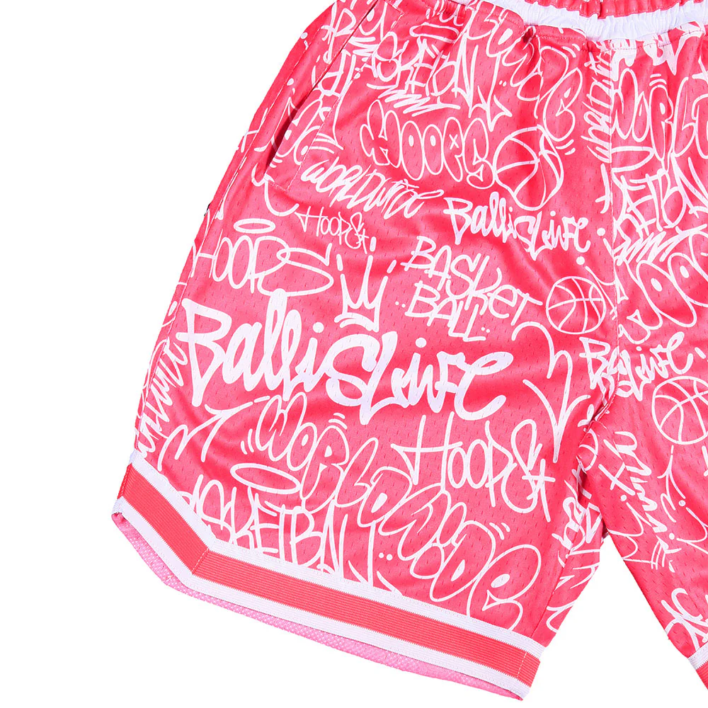 Throwie Basketball Shorts in Pink - Image 3