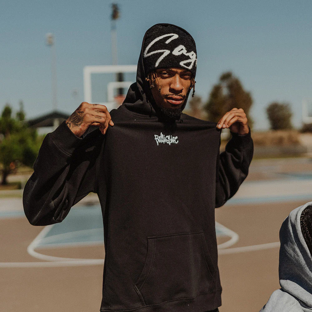 Throwie Oversized Hoodie in Black - Image 4